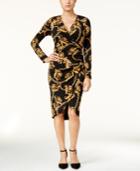 Thalia Sodi Chain-print Faux-wrap Dress, Only At Macy's