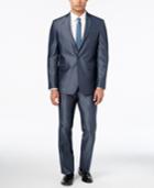 Kenneth Cole Reaction Men's Slim-fit Blue And Gray Textured Suit