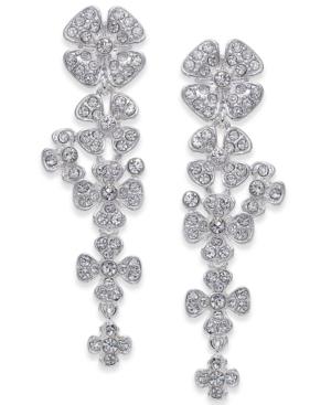 Inc International Concepts Silver-tone Pave Floral Drop Earrings, Only At Macy's