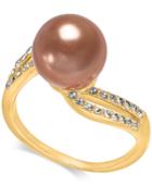 Charter Club Gold-tone Crystal Imitation Chocolate Pearl Ring, Created For Macy's