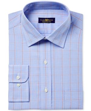 Club Room Men's Classic/regular Fit Pinpoint Glen Plaid Dress Shirt, Only At Macy's