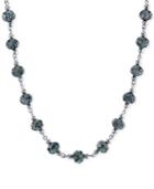 2028 Silver-tone Blue Beaded Collar Necklace