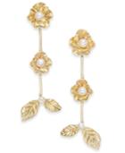Kate Spade New York Gold-tone Imitation Pearl Flower & Leaf Linear Drop Earrings