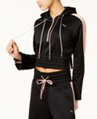 Puma En Point Savannah Cropped Half-zip Hoodie