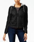 Celebrity Pink Juniors' Hooded Faux-leather Jacket