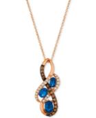Le Vian Chocolatier Blueberry Sapphire (5/8 Ct. T.w.) & Diamond (1/4 Ct. T.w) Pendant Necklace In 14k Rose Gold