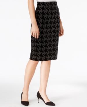 Bar Iii Embellished Houndstooth Pencil Skirt, Only At Macy's