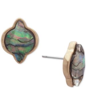 Lonna & Lilly Gold-tone Abalone Stone Stud Earrings
