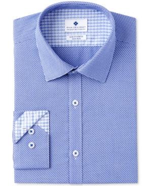 Ryan Seacrest Distinction Men's Slim-fit Stretch Non-iron Navy Diagonal Dobby Dress Shirt, Created For Macy's