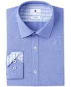 Ryan Seacrest Distinction Men's Slim-fit Stretch Non-iron Navy Diagonal Dobby Dress Shirt, Created For Macy's