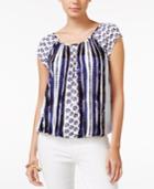 American Rag Printed Cap-sleeve Blouson Top, Only At Macy's