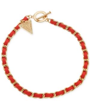 Guess Gold-tone Triangle Charm Toggle Wrap Bracelet