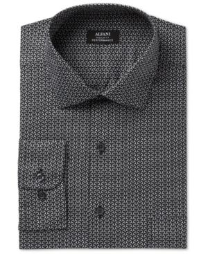 Alfani Men's Classic/regular Fit Performance Geometric Print Dress Shirt, Created For Macy's