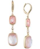 Judith Jack 10k Gold-plated Sterling Silver Pink Crystal And Marcasite Double Drop Earrings