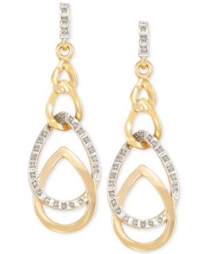 Signature Diamonds Interlocked Teardrop Drop Earrings In 14k Gold Over Resin Core Diamond And Crystallized Diamond Dust