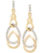 Signature Diamonds Interlocked Teardrop Drop Earrings In 14k Gold Over Resin Core Diamond And Crystallized Diamond Dust