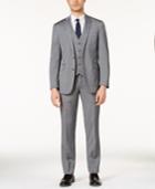 Kenneth Cole Reaction Men's Stretch Medium Gray Sharkskin Vested Suit