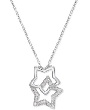 Diamond Double Star Pendant Necklace (1/10 Ct. T.w.) In Sterling Silver