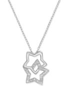 Diamond Double Star Pendant Necklace (1/10 Ct. T.w.) In Sterling Silver