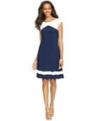 American Living Two-tone Cap-sleeve Dress