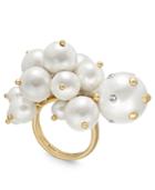 Kate Spade New York Gold-tone Pave & Imitation Pearl Cluster Statement Ring