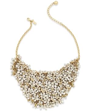 Kate Spade New York Gold-tone White Floral Crystal Bouquet Statement Necklace
