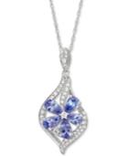 Sapphire (1-3/8 Ct. T.w.) & Diamond (1/5 Ct. T.w.) Floral 18 Pendant Necklace (also In Tanzanite, Certified Ruby & Emerald)