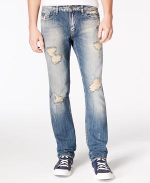 Guess Men's Slim-straight-fit Destroyed Sky High Wash Ripped Jeans