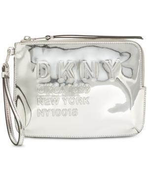 Dkny Large Metallic Logo Wristlet, Created For Macy's