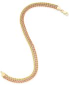 Tri-color Triple Rope Bracelet In 14k Gold, White Gold & Rose Gold