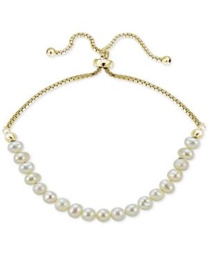 Giani Bernini 18k Gold-plated Sterling Silver Fresh Water Pearl Adjustable Bracelet, Only At Macy's