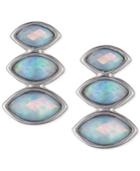 Judith Jack Frosted Dreams Sterling Silver Blue Opal Marcasite Crawler Drop Earrings