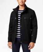 Cole Haan Faux-leather-trim Coat With Removable Hood