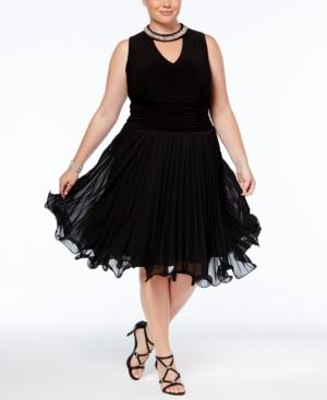 Sl Fashions Plus Size Embellished Choker Fit & Flare Dress