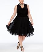 Sl Fashions Plus Size Embellished Choker Fit & Flare Dress