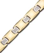 Men's Gold-tone Stainless Steel Bracelet, Diamond Square Link (1/4 Ct. T.w.)