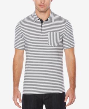 Perry Ellis Men's Multi-striped Pique Cotton Polo