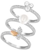 Swarovski Two-tone Crystal And Faux Pearl Pave Ring