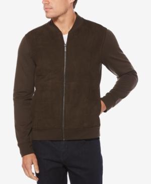 Perry Ellis Men's Quilted Faux-suede Full-zip Jacket