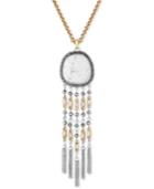 Lucky Brand Two-tone Pave And White Stone Statement Pendant Necklace