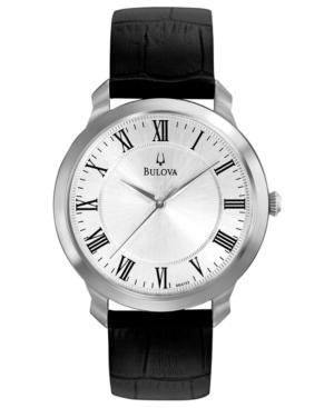 Bulova Men's Black Leather Strap Watch 41mm 96a133