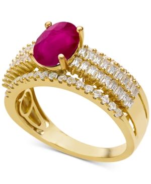 Sapphire (1-1/3 Ct. T.w.) & Diamond (5/8 Ct. T.w.) Ring In 14k White Gold(also Available In Ruby And Emerald)