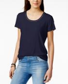 Tommy Hilfiger Crochet-trim T-shirt, Created For Macy's