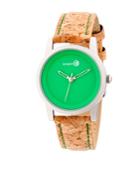 Earth Wood Canopies Leather-band Watch Silver/green 31mm