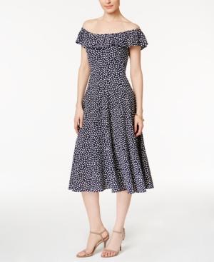 Betsey Johnson Off-the-shoulder Printed Dress