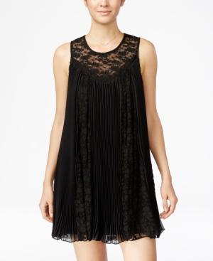 City Studios Juniors' Pleated Lace Shift Dress