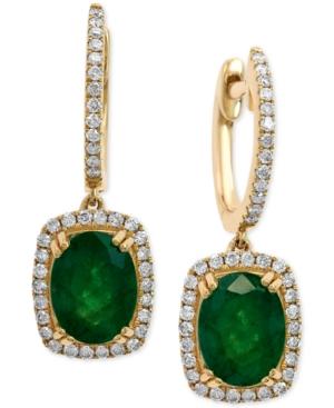 Emerald (2-1/4 Ct. T.w.) And Diamond (3/8 Ct. T.w.) Earrings In 14k Gold