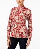 Karen Scott Printed Mock-turtleneck Top, Only At Macy's