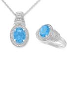 Swiss Blue Topaz (3 Ct. T.w.) & Diamond Accent Pendant Necklace And Matching Ring Set In Sterling Silver