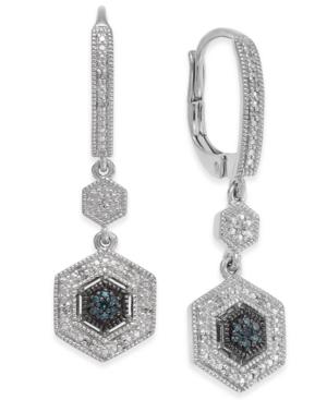 Diamond Geometric Drop Earrings (1/10 Ct. T.w.) In Sterling Silver